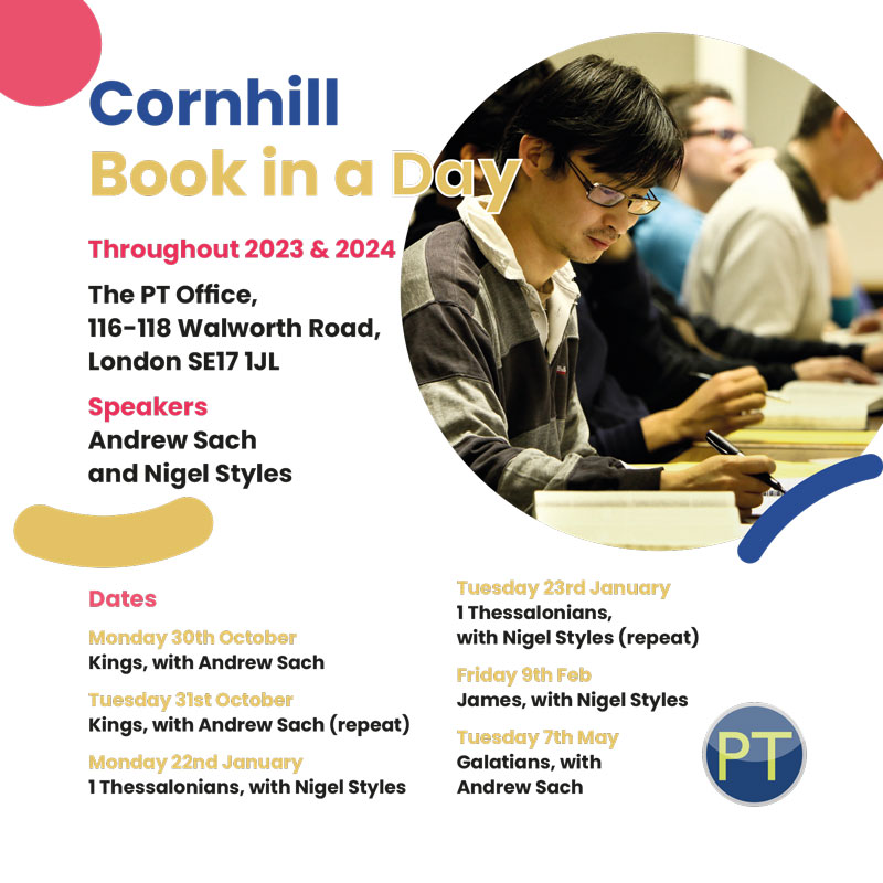 proctrust's tweet photo. 📖 Planning your diary? Why not make room for a 'Book in a Day'!

Dive deep into a Bible book with four enlightening lectures in just one day. 

Open to all, Cornhill invites you to enrich your understanding and connect with others. Save the dates! 🗓️ 

#BookInADay #BibleStudy https://t.co/jsmjxh2b5l
