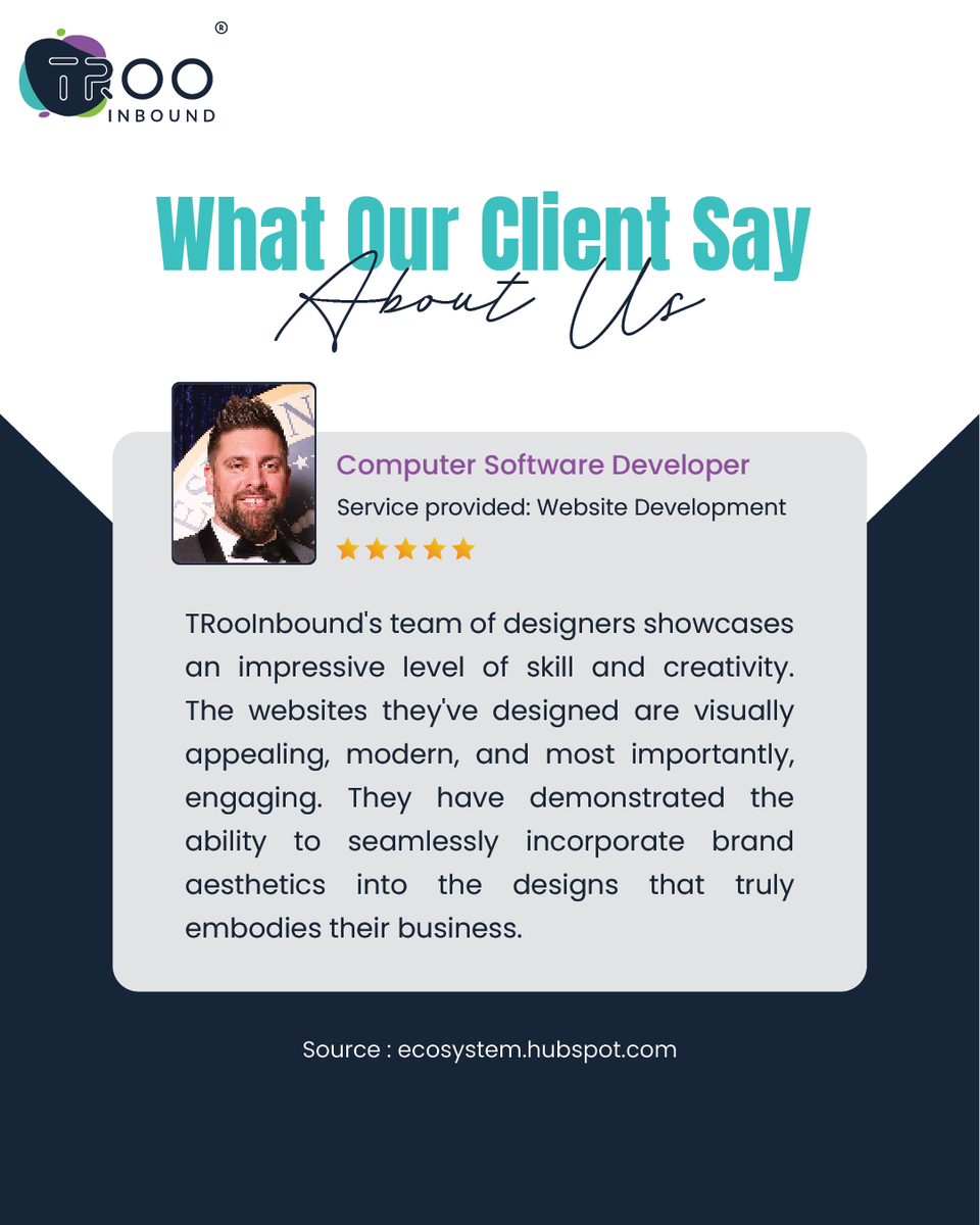 trooinbound's tweet photo. We're always looking for ways to improve our website design services, and your feedback is essential. If you have any suggestions, please don't hesitate to share them with us. 🥰

#clientreview #happyclient #websitedevelopment #TRooInbound https://t.co/uZ9jsmjiJk
