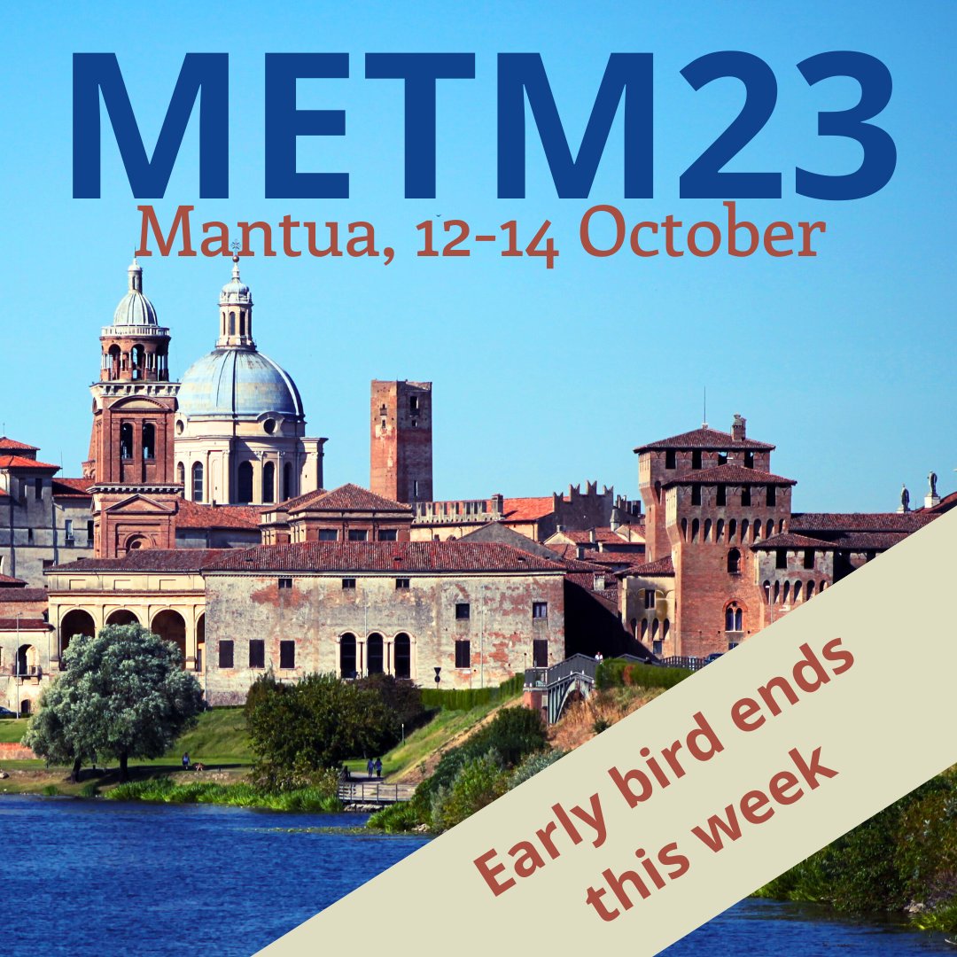 🌟 Grab one of the last few spots before the early bird rate ends on 15th July! 🌟

There are a handful of places still available for this year's conference in Mantua. See you there?

👉 metmeetings.org/en/registratio…

#METM23 #EarlyBird