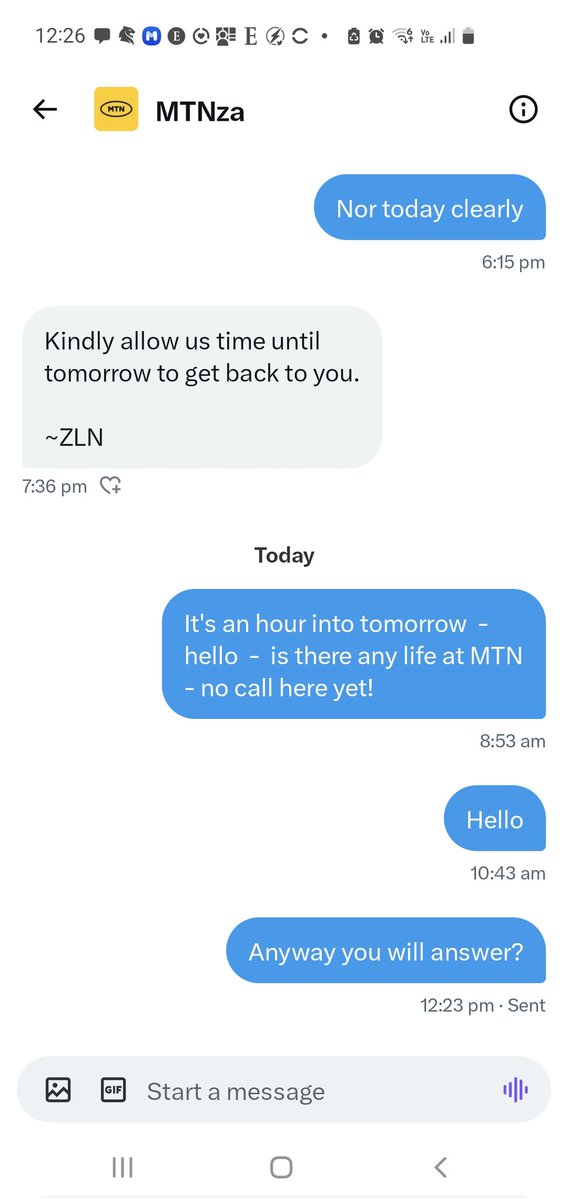 Paul23Clark's tweet photo. @MTNza @MTNzaService is there anybody there? DMing is a dead end https://t.co/Is8FIRnu4M
