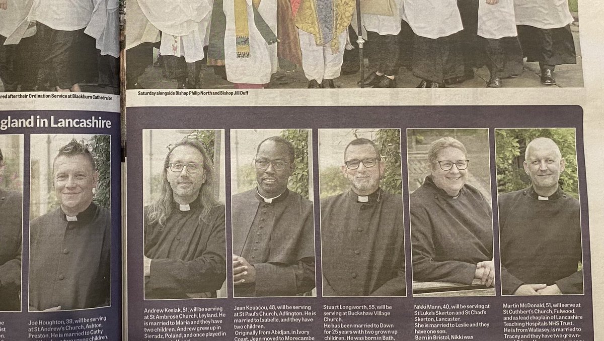Coverage of recent <a href="/cofelancs/">The CofE in Lancashire (Blackburn Diocese)</a> ordinations #newrevs continues! A great interview by <a href="/GrahamLiver/">Graham Liver</a> <a href="/BBCLancashire/">BBC Lancashire</a> here with Martin and thanks to <a href="/leponline/">Lancashire Post</a> for front page trail and inside features yesterday <a href="/BpBlackburn/">Bishop Philip</a> <a href="/JillLCDuff/">Jill Duff</a> <a href="/churchofengland/">The Church of England</a> <a href="/nickjmckee/">Nicholas McKee</a> <a href="/samcheesman/">sam</a> <a href="/BDBofE/">Blackburn Diocesan Board of Education</a>