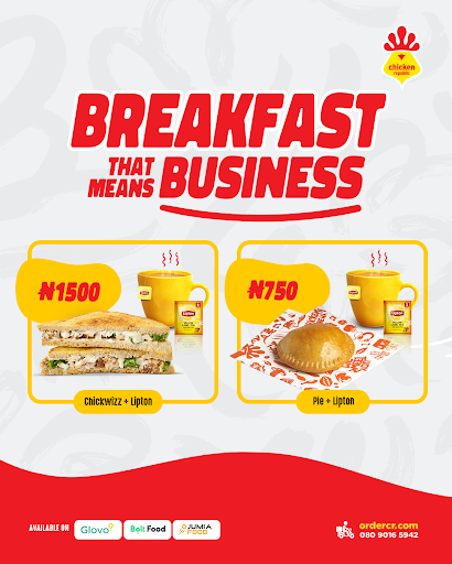 ChickenRepublic's tweet photo. Your mornings are about to get lit with our sumptuous breakfast combos!
Donβt dull on the deliciousness. Order now via the link in our bio or visit our store near you.
#ThisIsOurRepublic #Breakfastdeyforyou #nigerianbreakfast #breakfastmenu https://t.co/glzz1arorm