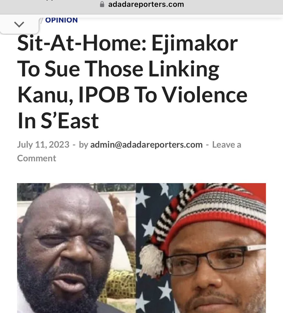 AloyEjimakor's tweet photo. NEWS: “Barr Aloy Ejimakor, special counsel to Mazi Nnamdi Kanu &amp; IPOB warned that he will sue anybody or groups linking violent enforcement of sit-at-home orders to his clients.” Let it sink in. https://t.co/RItAG9SQbx