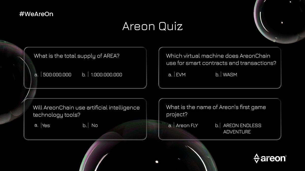 areum_global's tweet photo. Areon Network 2nd Community Event! 🎉

Find the correct answer, add #WeAreOn and #AreonL1 tags, tweet it out, and share it in our event channel on Discord! Exciting surprises and rewards await you on Discord!  

Join now: https://t.co/R5LVj3DaoJ https://t.co/iDZIFQpThD