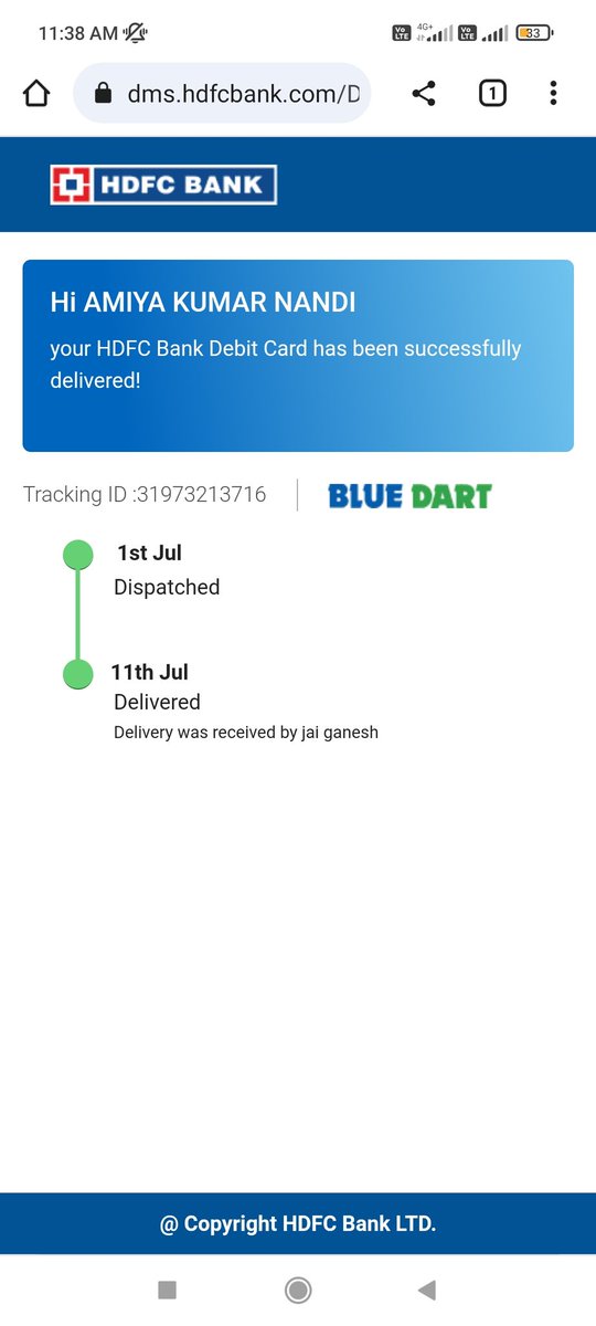 amiyanandi's tweet photo. Hello useless @HDFC_Bank . Whom did you deliver my debut card. No calls.. Fraud hdfc. Reply https://t.co/eZoOFB1HPL