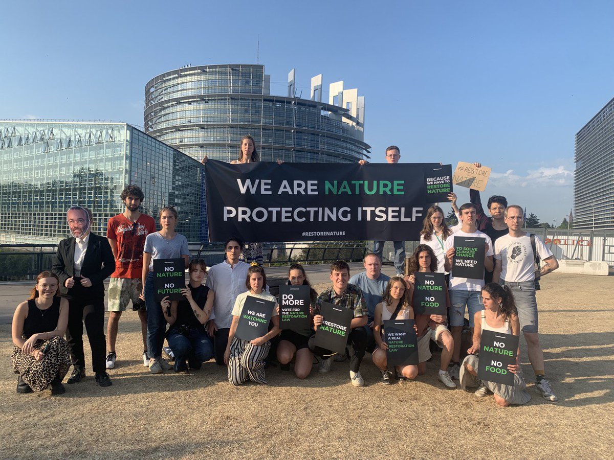 Heute demonstrieren wir vorm EU Parlament weil klar ist:

Der beste Schutz in einer eskalierenden Klimakrise sind intakte Ökosysteme, die CO2 speichern, uns resilienter gegenüber Extremwettern machen und in Hitzewellen unsere Wohngebiete kühlen #restorenature