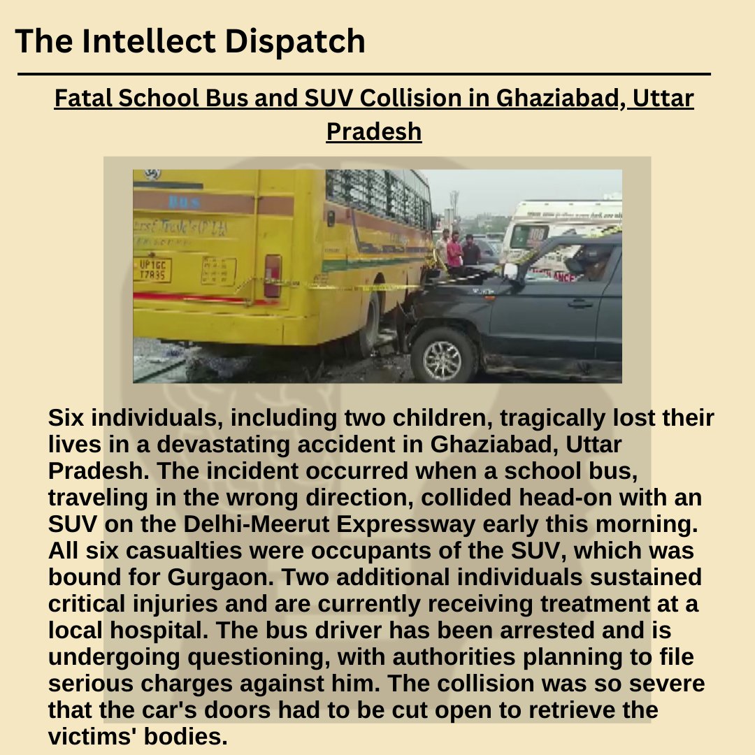 Fatal School Bus and SUV Collision in Ghaziabad, Uttar Pradesh #BusAccident #GhaziabadAccident  #schoolbussafety  #UttarPradesh  #FatalCollision #GurgaonBoundVictims #SafetyFirst