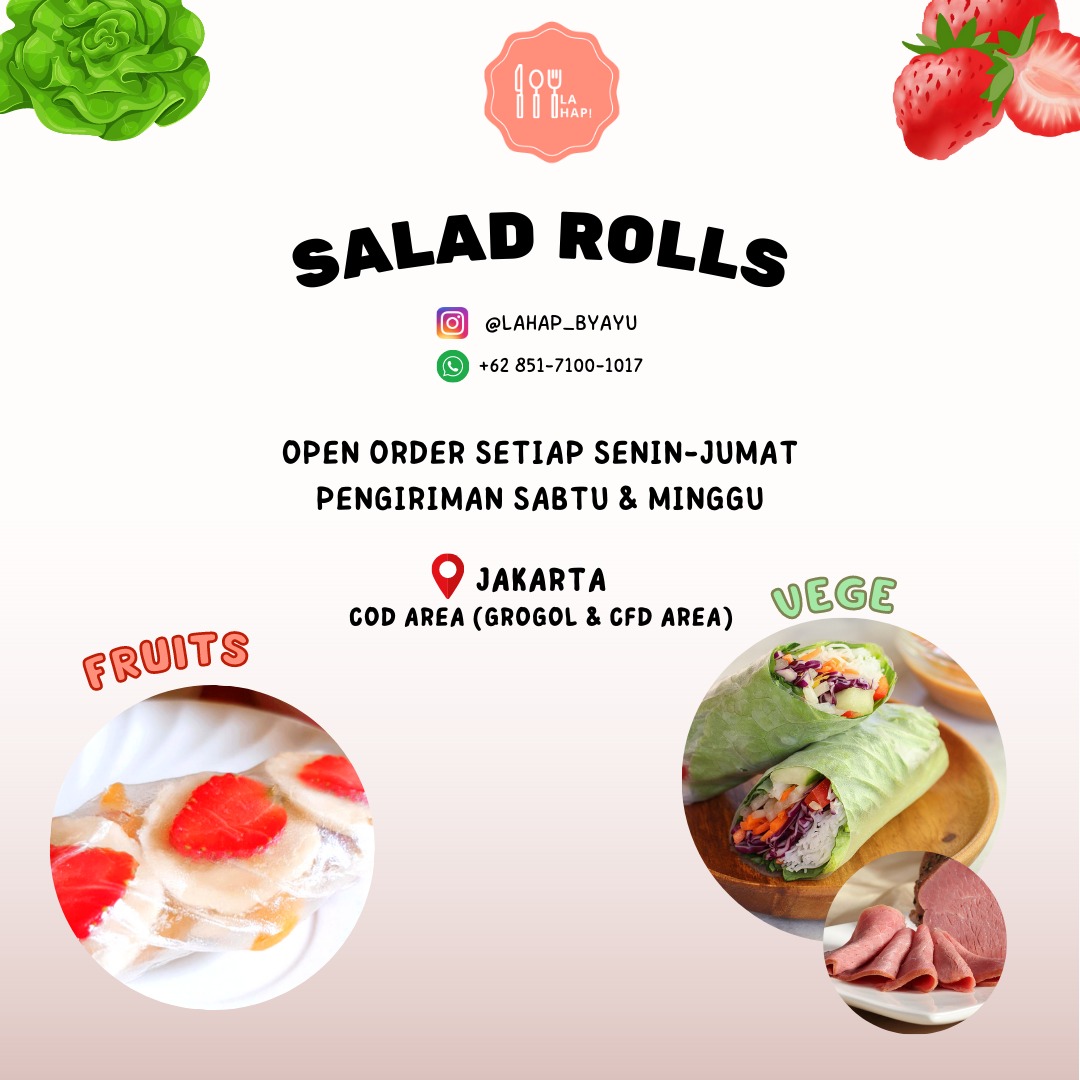 Hellompuss's tweet photo. @ndreamon Permisi

Salad Roll Buah dan Sayur🥗

Healthy food yg terdiri dari 5 macam varian buah/sayur + varian saus cocolan.

Dijamin Enak, Sehat, Mengenyangkan!

Bisa kirim Jabodetabek. COD Grogol, Tj Duren, Jelambar, CFD Sudirman-Monas 😊 https://t.co/hqQjcYHFKk