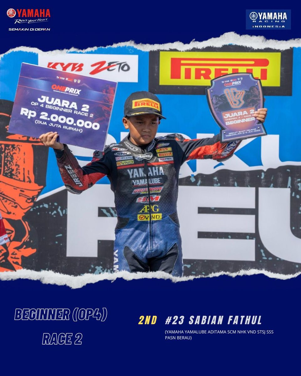 YamahaRacing_Id's tweet photo. Selamat kepada Tim Yamaha yang berhasil meraih Podium🔥✊🏻
#YamahaRacingIndonesia #SemakinDiDepan #Oneprix #MXKing150 #OneprixChampionship2023 https://t.co/tKS9sUO4nE