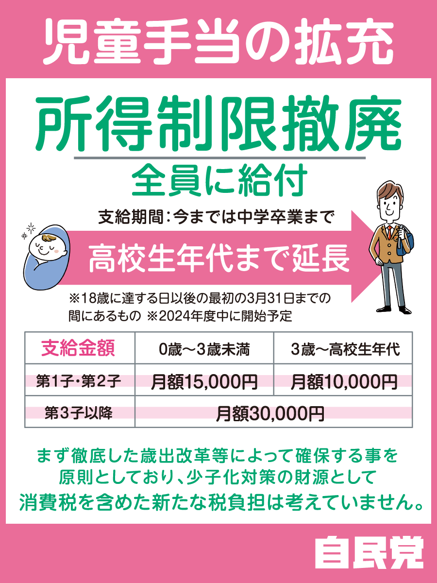 児童手当 所得制限 撤廃