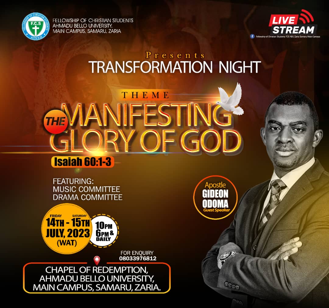 gideonodoma's tweet photo. FUT-Minna and ABU Zaria are in focus this week. See you tonight in Minna, or at least, send in prayers. https://t.co/V9ZNy8376W