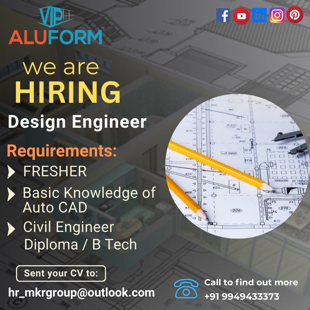 vipaluform's tweet photo. Vedan Infra Projects Pvt. Ltd Hiring  Design Engineer
Full-time
Brindavan Building, Opp SBI Bank, Industrial Estate Sanath Nagar, Hyderabad. • On-site
Position :
 Design Engineer
 1 Position is Available

Contact :+91 9949433373
Mail: hr_mkrgroup@outlook.com https://t.co/nO6SwmSeZd