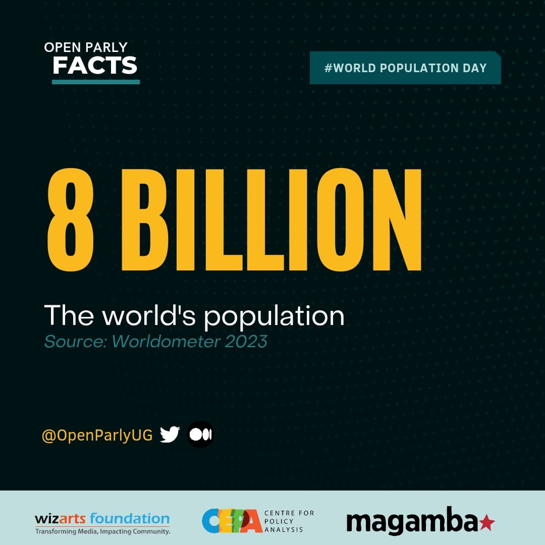 OpenParlyUg's tweet photo. Today the world is celebrating #worldpopulationDay2023 👨👩👧👧
According to #Worldometer, in 2023 the world's population clocked 8 billion
#OpenParlyUg
#WorldPopulationDay https://t.co/QfDlD1Ohzx