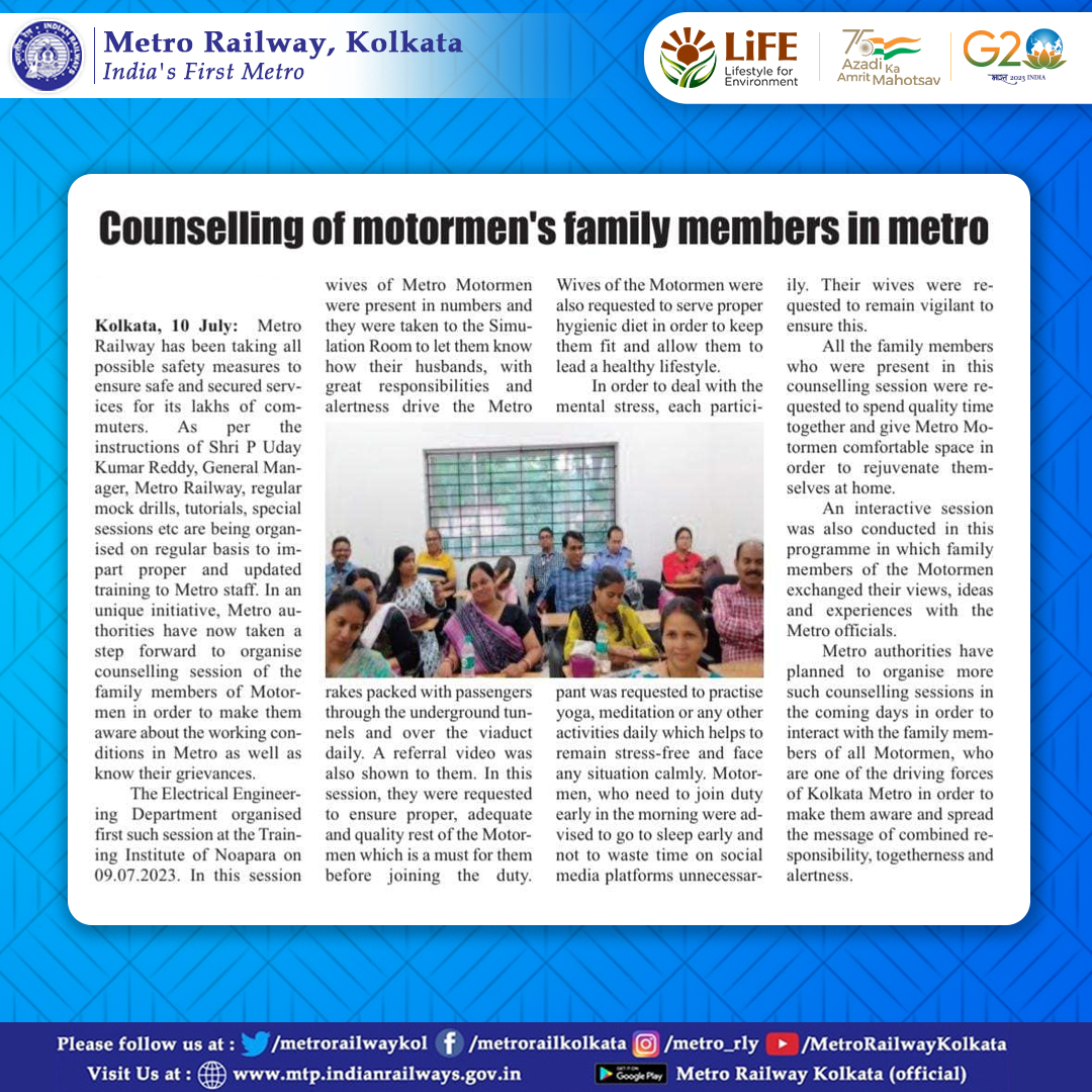 metrorailwaykol's tweet photo. Counselling of Motormen's family members in metro
#kolkatametro
#metrorailway
#transformingkolkata
#youngkolkatans
#councelling #motormen #metro #motormen #family #railway #metro #metrokolkata https://t.co/fUFr6xQ6vC