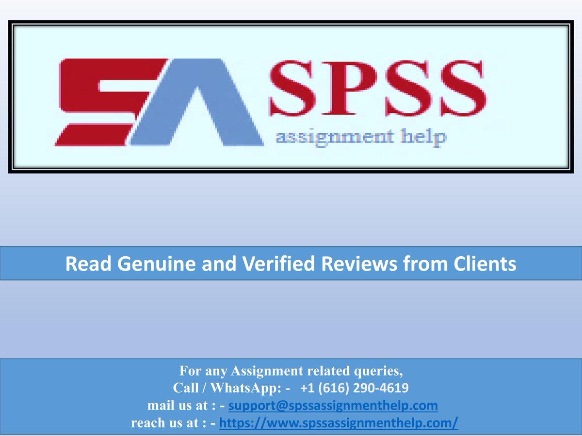 SPSSAssignment's tweet image. We have received rave reviews from satisfied students on platforms like Site Jabber, Mouthshut, and Facebook. Experience our exceptional service and excel in your SPSS assignments. Visit spssassignmenthelp.com/reviews today!
#assignments #spssassignmenthelp #spssassignment #education