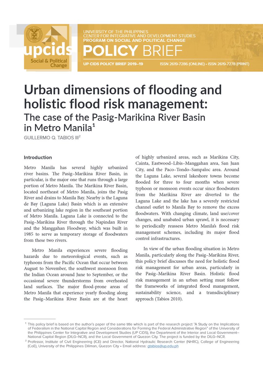 Why do floods happen? What projects have sought to address floods in Metro Manila? And how can an Integrated Flood Management help us manage this perennial issue? Download this FREE policy brief: cids.up.edu.ph/download/up-ci…