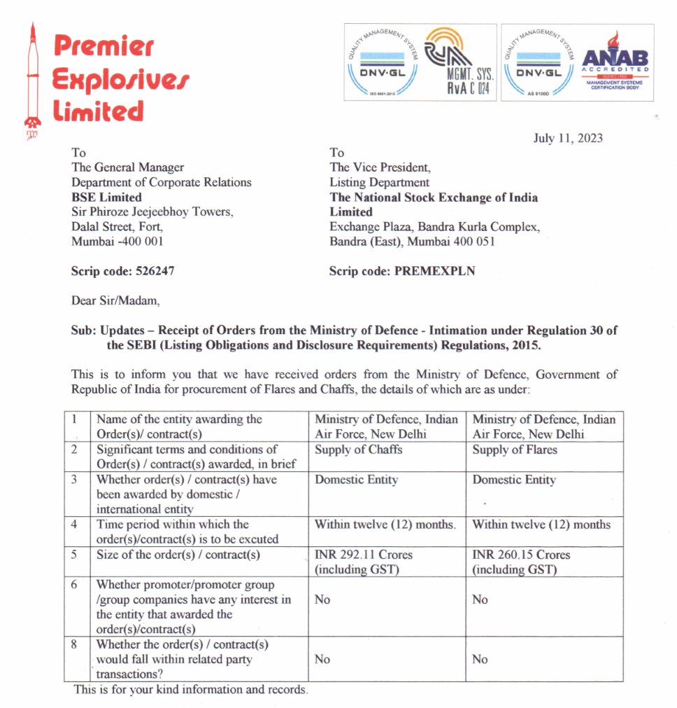 Focus_SME's tweet photo. #PREMEXPLQ PREMIER EXPLOSIVES update. https://t.co/NdwH16rLNz
