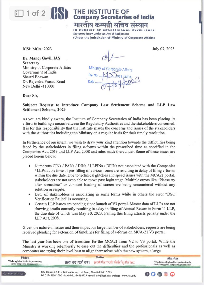 DiveshGoyal04's tweet image. ICSI has requeated for Company Law settlement Scheme.

#bornforcs #proudcs #proudcsmom #icsi #ıcsı #icsijourney #icsicommunity #cs