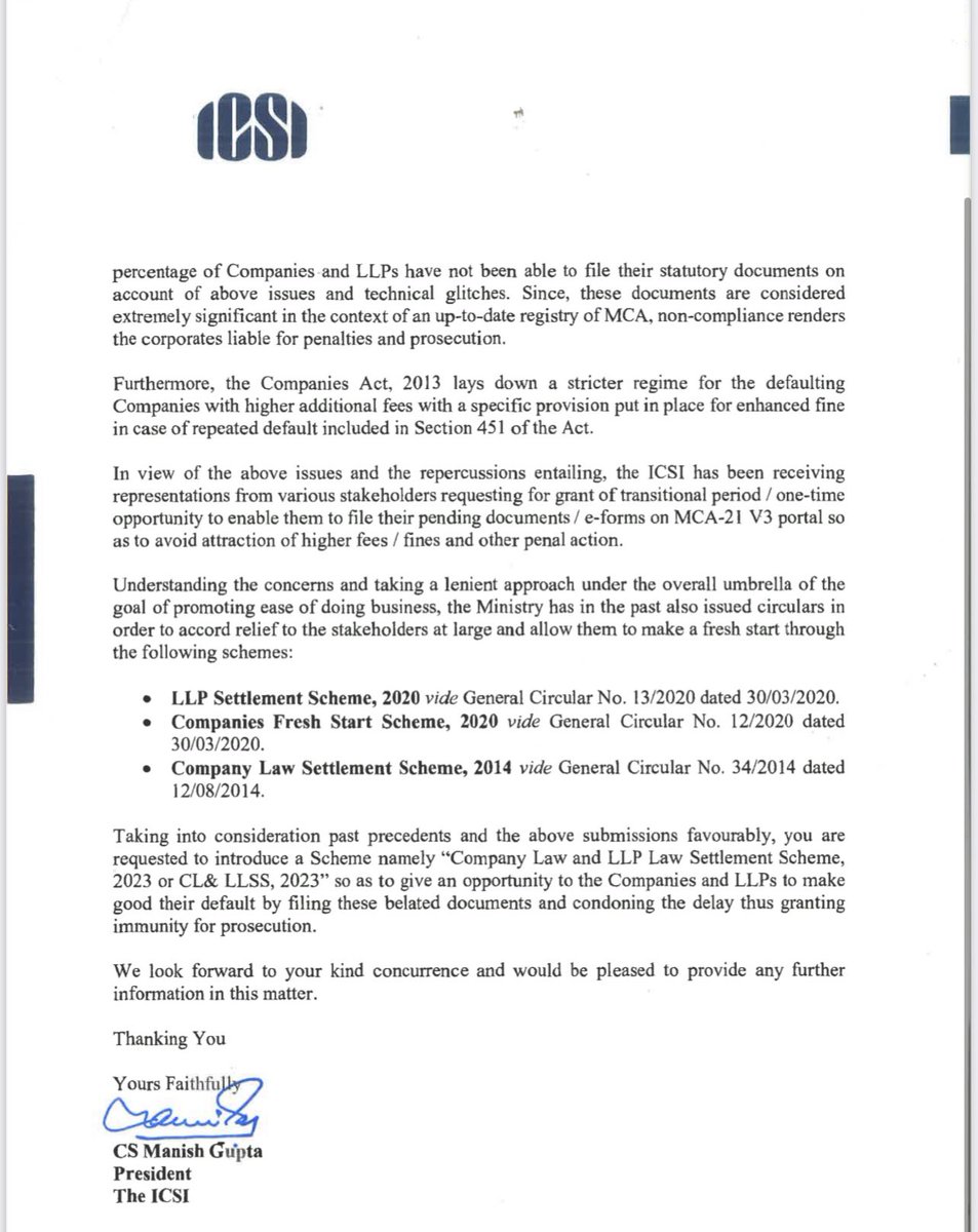 DiveshGoyal04's tweet image. ICSI has requeated for Company Law settlement Scheme.

#bornforcs #proudcs #proudcsmom #icsi #ıcsı #icsijourney #icsicommunity #cs