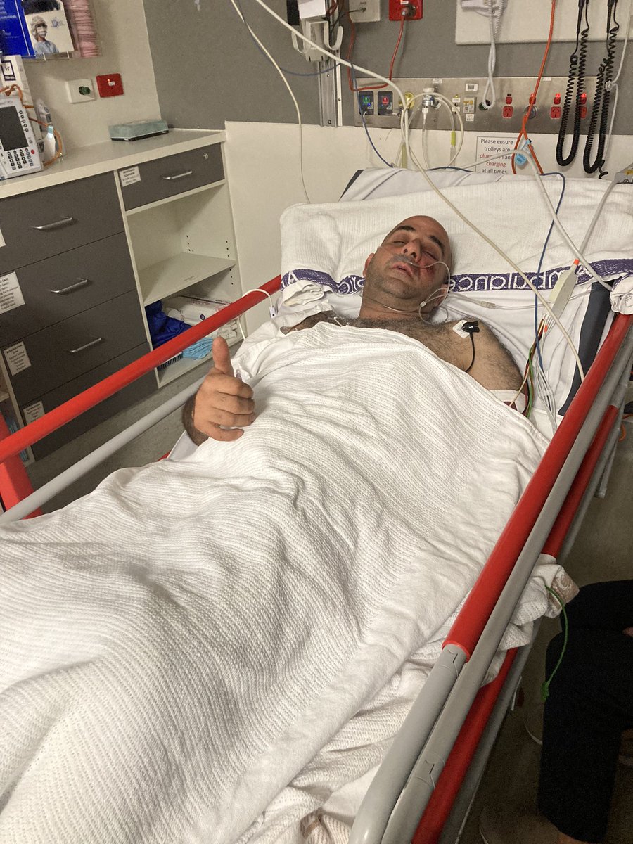 Hi guys update on Saab, after nasty fall in track work this morning he was transported to RMH for observation. He has server concussion 🤕 but has been cleared. Will spend a couple days in hospital. Will be back in a couple days.