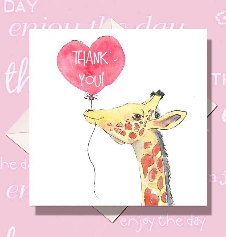 Sweet Giraffe Thank You card. #giraffecard #thanks #thankyoucard #thankyou
