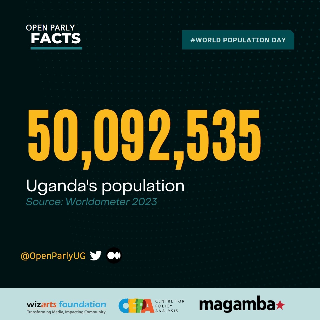 OpenParlyUg's tweet photo. Uganda's current population 🇺🇬 😎
According to the latest statistics from #Worldometer (2023), Uganda is currently accommodating a population of 50 million.
#WorldPopulationDay
#worldpopulationDay2023
#OpenParlyUg https://t.co/GFvd8wMbuB