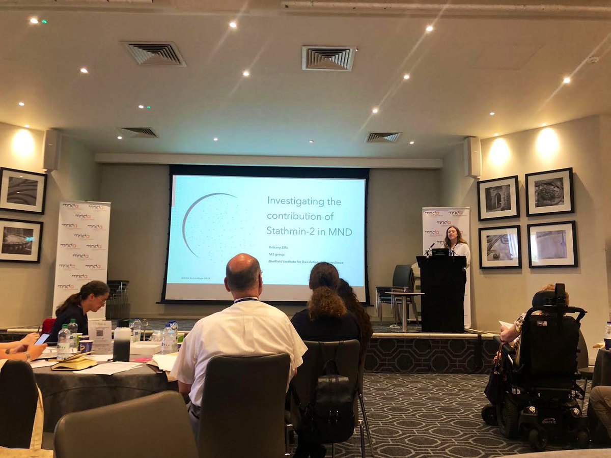 Brittany, our PhD student presenting at MND EnCouRage event. Great experience meeting other ECRs working on ALS and interacting with ALS patients 🧬👨‍⚕️