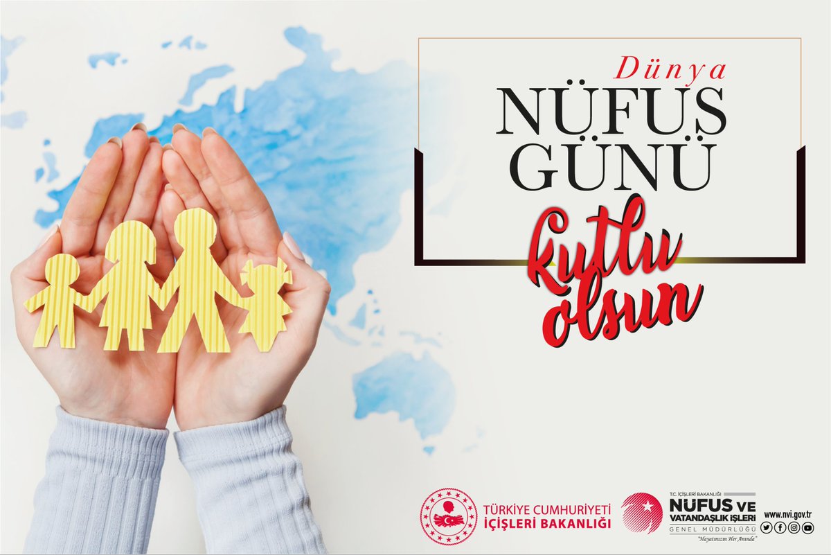 Doğumdan ölüme kadar #HayatızınHerAnında var olmaktayız. İyi ki Nüfuscuyuz.
Dünya Nüfus Günü kutlu olsun.
#DünyaNüfusGünü
<a href="/sefikaygol/">Şefik AYGÖL</a> 
<a href="/TCNufus/">Nüfus ve Vatandaşlık İşleri Genel Müdürlüğü</a> 
<a href="/AyeSerapGney1/">Ayşe Serap Güney</a>