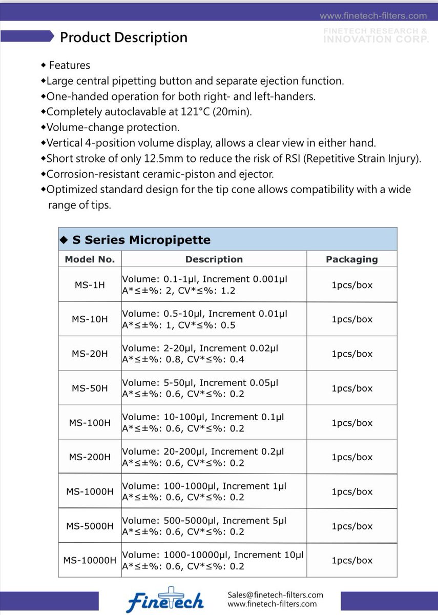 sales02finetech's tweet photo. A #micropipette is a common yet essential laboratory instrument used to accurately and precisely transfer volumes of liquid in the microliter range.  #sseries https://t.co/bjXUQXR4nb