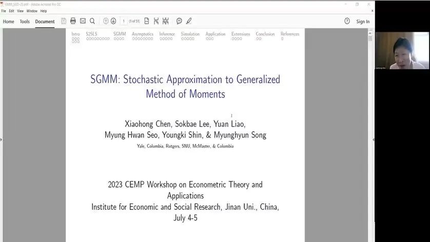 IESR_Jinan's tweet photo. Professor Xiaohong Chen from Yale University delivered a keynote speech at 2023 CEMP Workshop on Econometric Theory and Applications https://t.co/nbLTIoWSIt