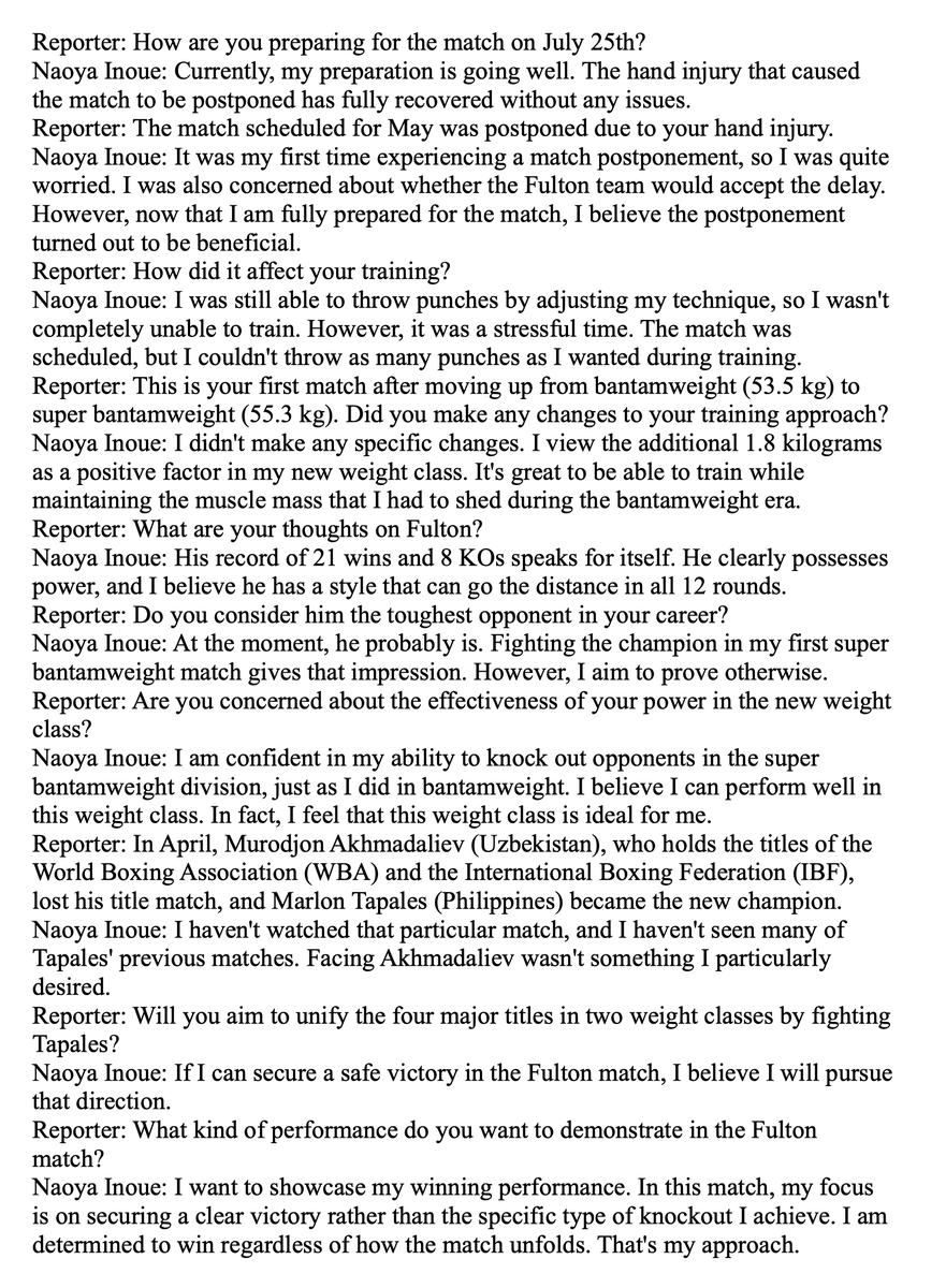 0hjsbe8LxFBsDaP's tweet photo. Here is the English translation of the full text of #NaoyaInoue(@naoyainoue_410)'s latest interview:
#井上尚弥
#モンスター
#TheMonster
#StephenFulton
#CoolBoySteph
#Scooter
#FultonInoue https://t.co/EecPXcfbsS