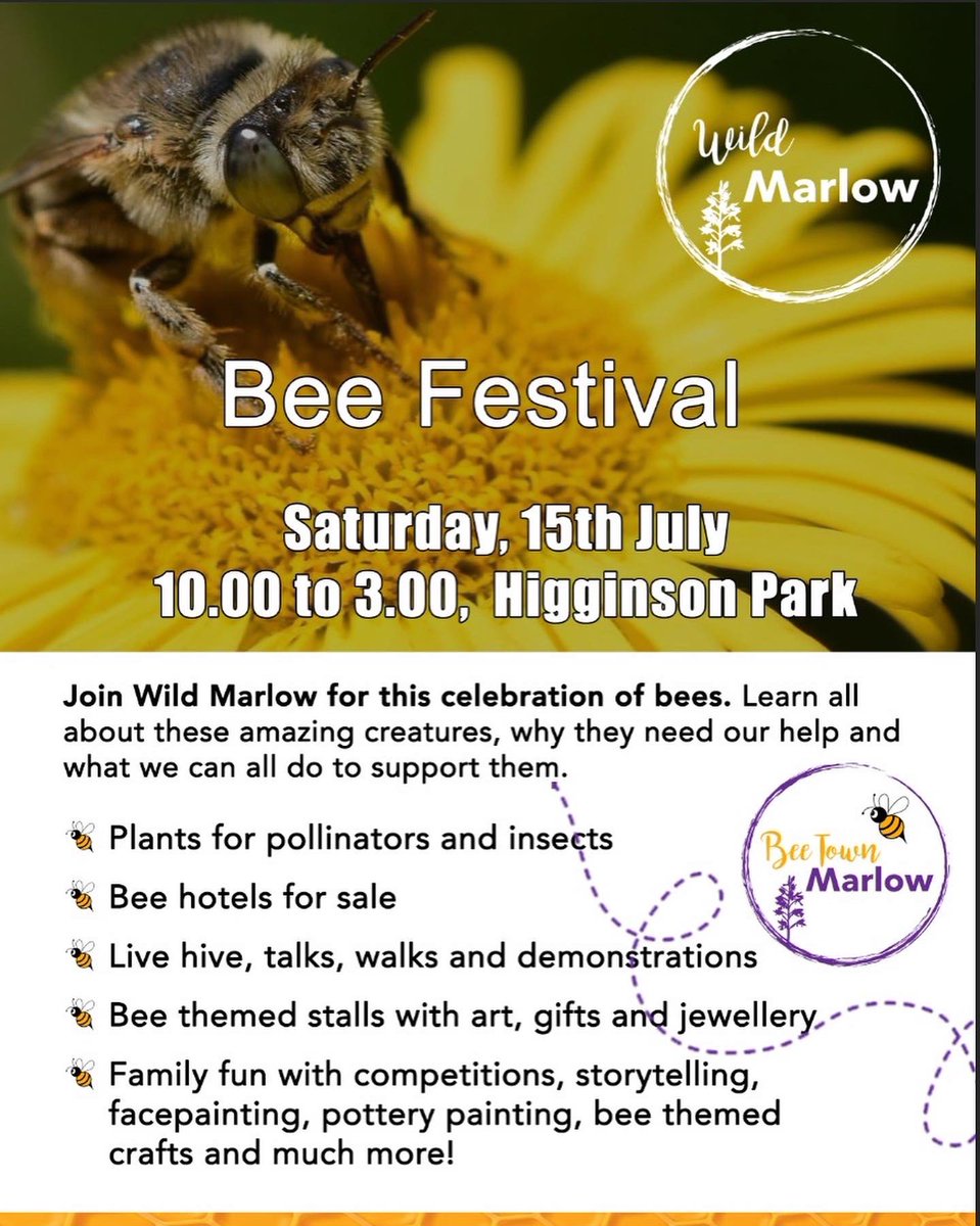 Looking forward to the @WildMarlow1 Bee Festival this Saturday. 🐝 Come along to find out about this vital part of our ecosystem & how we can do more to help nature locally. 💚
