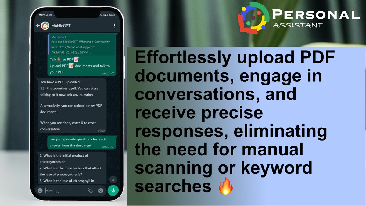 MobileGPT's tweet image. Discover the power of MobileGPT! Effortlessly upload PDFs, ask questions, and get accurate answers. Unlock knowledge with ease. mobile-gpt.io #MobileGPT #PDFAssistant #EffortlessAnswers #KnowledgeSharing
