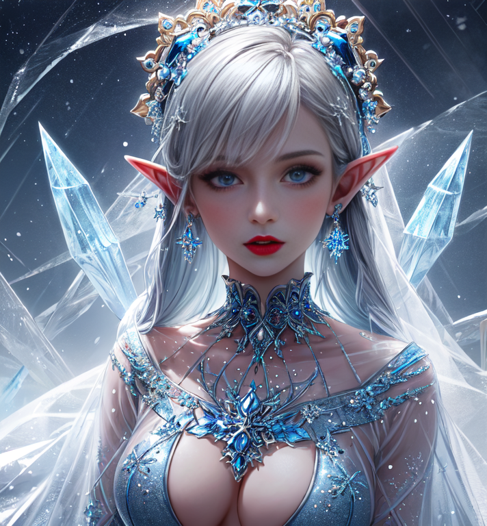 Aamak_Rith's tweet photo. Step into a world of frozen enchantment with this stunning ice elf, dressed in a mesmerizing azure gown adorned with delicate frost-like patterns. Her accessories glisten like ice crystals, accentuating her ethereal beauty.❄️✨ #IceElf #aiart #aigirl #aiwaifu #Stabediffusion https://t.co/udHGlOKroG