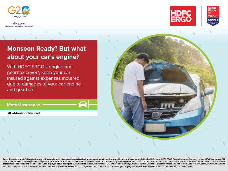 Rohit_jcpl's tweet photo. HDFC ERGO's Engine and Gearbox add-on cover provides protection against expenses incurred as a result of damage to your vehicle's engine or gearbox. To ensure a secure monsoon travel experience, insure your vehicle today!
#BeMonsoonInsured https://t.co/WBDpX5SKUr https://t.co/fKa9r91kcH