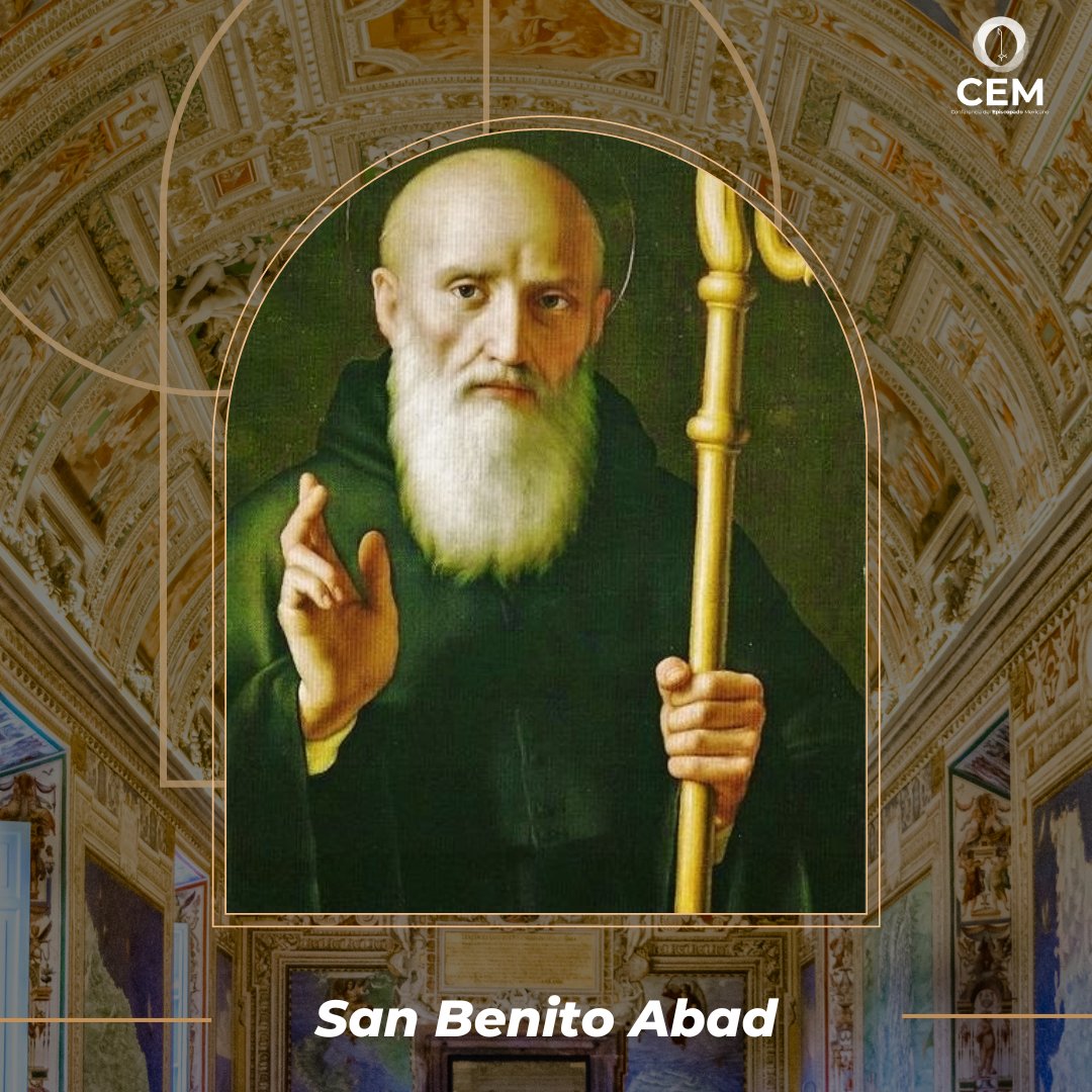 San Benito Abad Fundador de la orden benedictina, patrono de Europa: su vida se refleja fielmente en la “Regla”, cuyo espíritu se resume en el lema “Ora et Labora”. En estas palabras San Benito indica a los monjes los pasos a seguir en su camino.