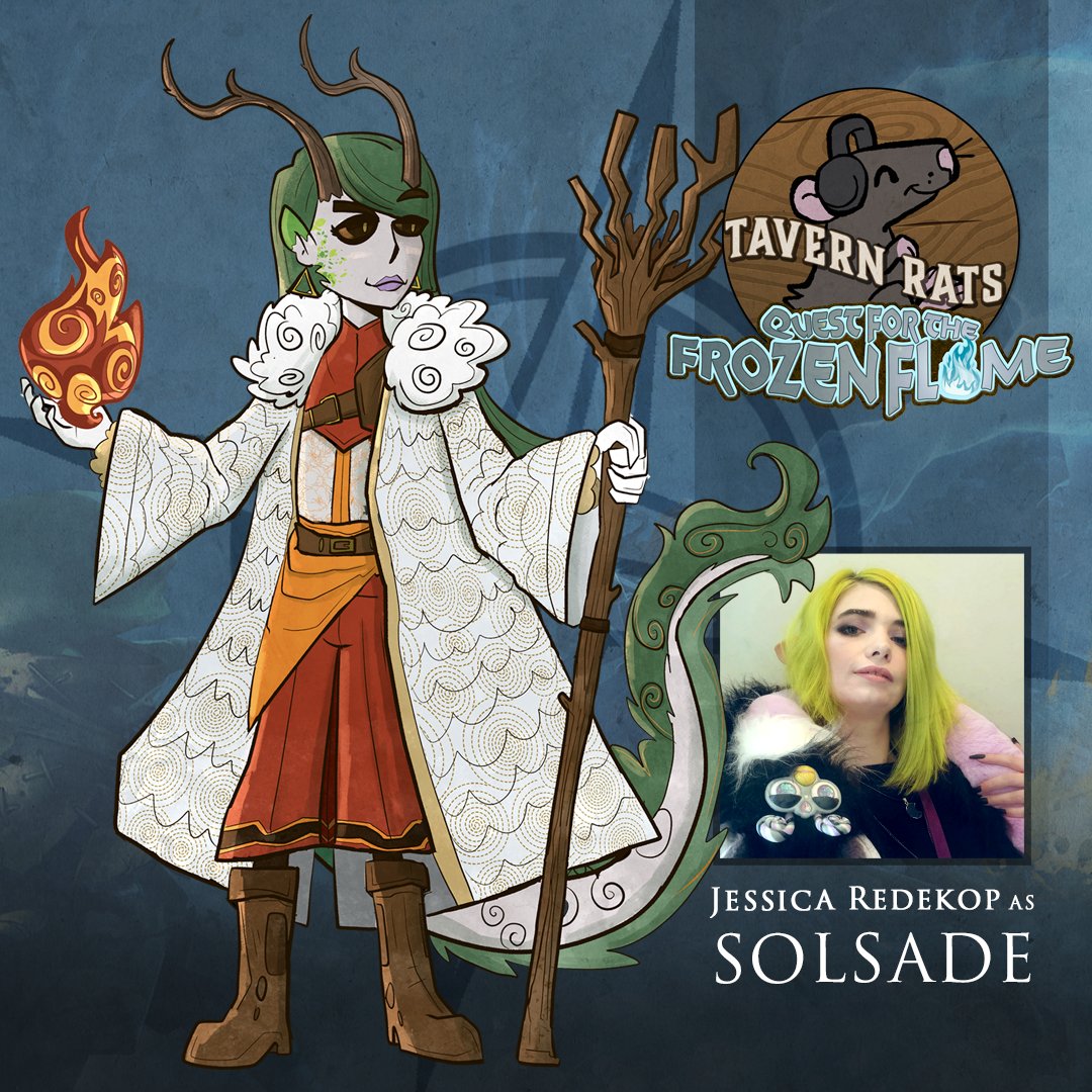 Heir to a familial legacy of magic and leadership, the softspoken Solsade feels overwhelmed by duty and expectation.

<a href="/tectonomancer/">jess</a> plays Solsade the kirin-descended sorceress on Tavern Rats, a PF2 actual play podcast on <a href="/knowdirection/">Know Direction @knowdirection.bsky.social</a>. Listen now! knowdirectionpodcast.com/2023/07/tavern…