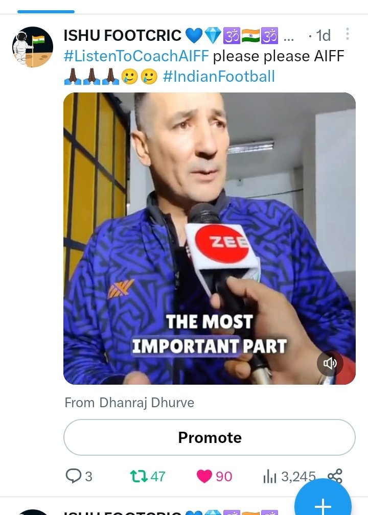 ik07324's tweet photo. Heartly thanks ❤️❤️🙏🏿🙏🏿😌each and everyone who like and most important retweet this tweet and tag #ListenToCoachAIFF and also thanks those people who ignore this tweet without any reason 🥲🥲 Jai hind ✌️✌️🙏🏿🙏🏿🇮🇳🇮🇳🇮🇳 #IndianFootball #BlueTigher #FIFAWorldCup #AFCasiancup #AIFF 🙏🏿 https://t.co/uVyb1PFQv6