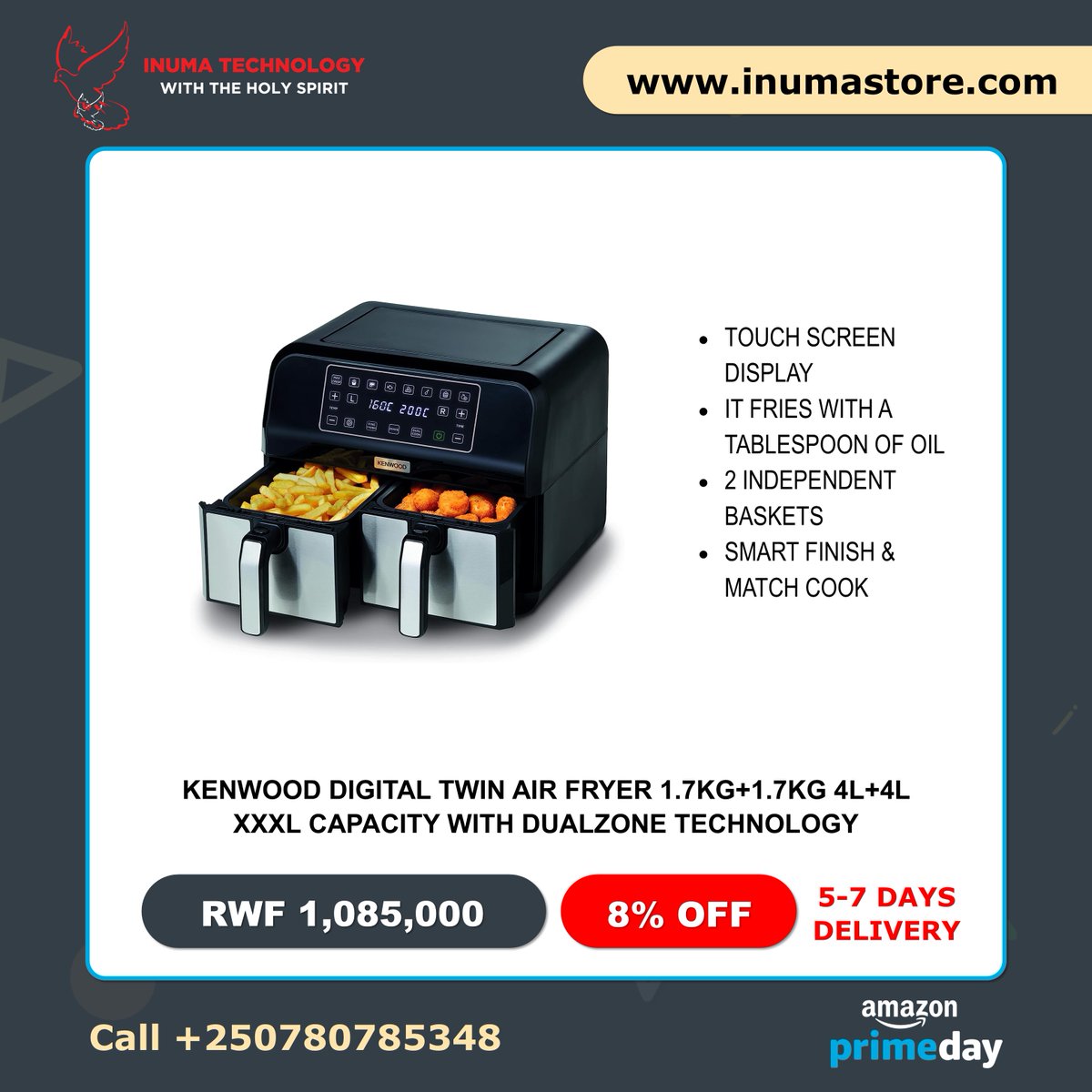 InumaTechnology's tweet image. #RwOT 
Feed your imagination.

Meet KENWOOD Digital Twin Air Fryer.

Just healthy cooking every day.

Now discounted, You can order this from Amazon.com at inumastore.com. Delivery is within 5–7 days, and you pay as you wish.
#PrimeDeals