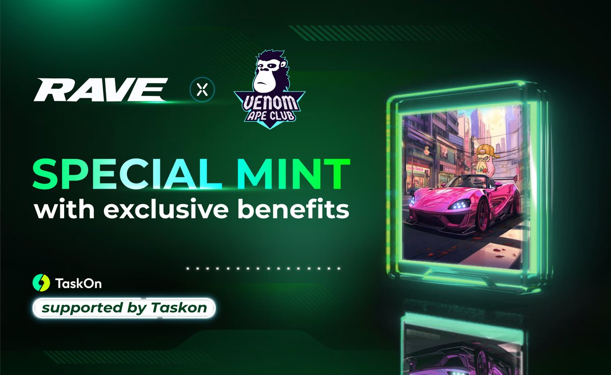 ravegamenft's tweet image. SPECIAL NFT MINT IS LIVE!!!

Mint a Rave x Venom Ape Club NFT for Exclusive Benefits from both projects !!!
👉taskon.xyz/campaign/detai…

Complete all tasks on TaskOn and comment &quot;Support @RaveGameNFT and @VenomApe_NFT&quot; below 🏁

LIMITED!!!