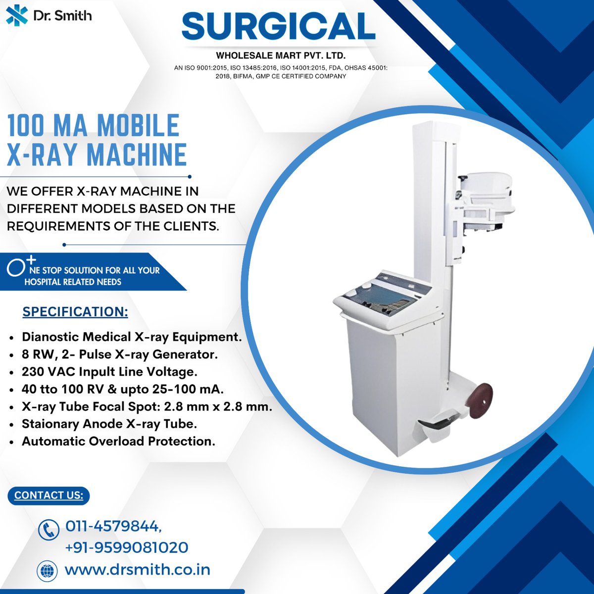 drsmithsurgical's tweet image. 100 MA MOBILE X-RAY MACHINE.
#xraymachine #hospitallife #hospitalityindustry #hospitals #hospitales #hospitalitymanagement #hospitalship #hospitalityfurniture  #hospitalityart #hospitalveterinario24h  #hospitalselfie #HospitalVeterinário24h #drsmith #surgicalwholesalemart
