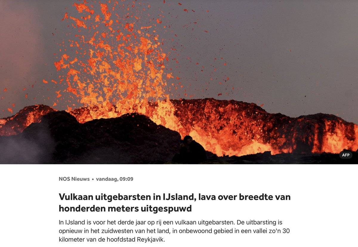 IcelandEditions's tweet photo. 🇮🇸🌋Eruption news in the Dutch  media:  “Vulkaan uitgebarsten in IJsland, lava over breedte van honderden meters uitgespuwd.”  
https://t.co/CgmcCQxIYo
#Iceland #IJsland #Reykjanes  #LitliHrútureruption #Geldingadalur  #Fagradalsfjall #volcano #eruption #volcanism #rtitbot https://t.co/eJ3mN7MkzR