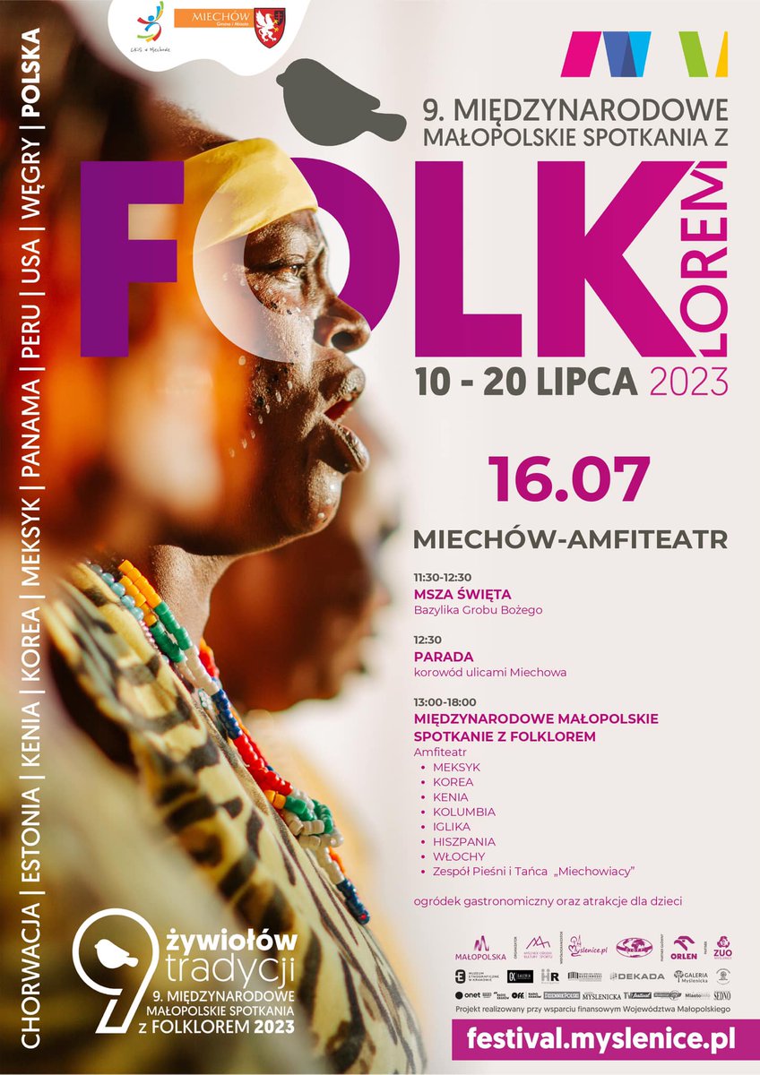 International Folk Meetings Małopolska 2023 w #Miechowie! 

🔸niedziela 16 lipca 
🔹miechowski amfiteatr 
🔸Meksyk, Kenia, Kolumbia, Korea, Włochy, Hiszpania, Polska 

Więcej info ➡️tiny.pl/ct3rh
Zapraszamy😊