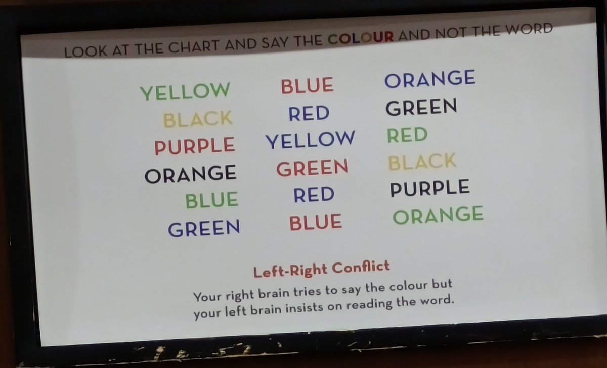 Look at the chart and say the colour and not the word.
#BrainExercise