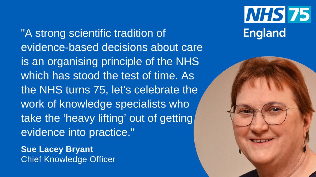 SueLaceybryant's tweet photo. Connect to your local NHS knowledge &amp; library service team. They get the right knowledge &amp; evidence to the right people. Informing business-critical decisions about healthcare, improving outcomes, helping teams work differently &amp; share know-how. @NHSE_WTE @NHSKFH @NHSEngland https://t.co/fD8YOHDE63