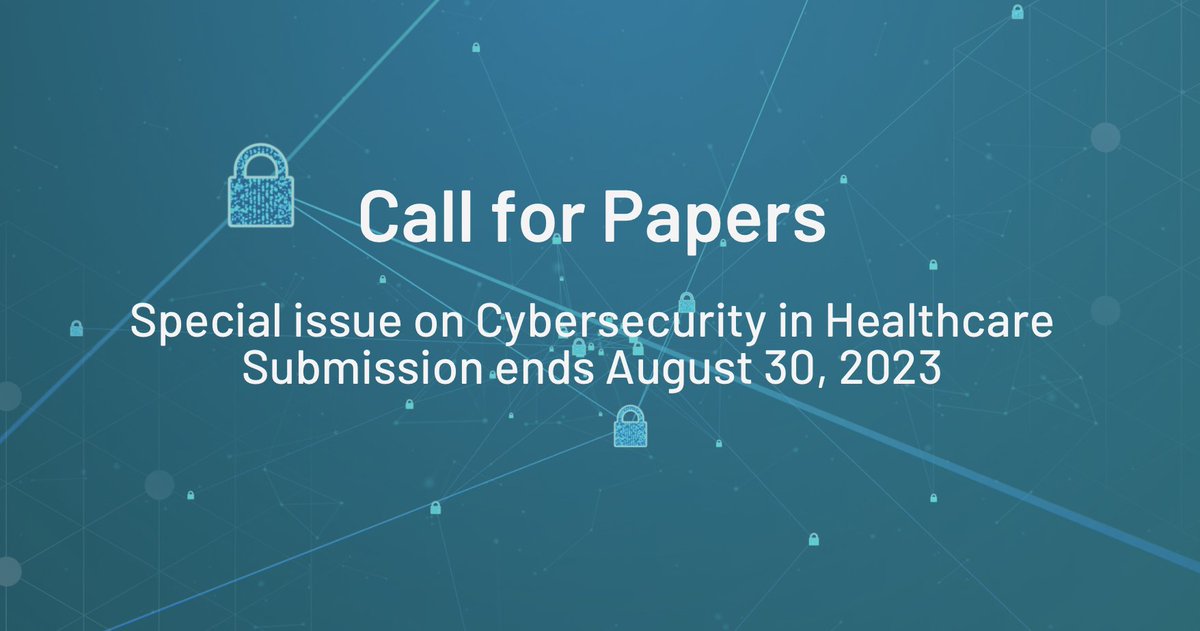 Topics of interest for this #SpecialIssue include

- Cyberthreats in #healthcare environments
- #Cybersecurity of #medicaldevices and environments
- Medical #data protection and access
- #Protection of medical applications

springer.com/journal/10207/…