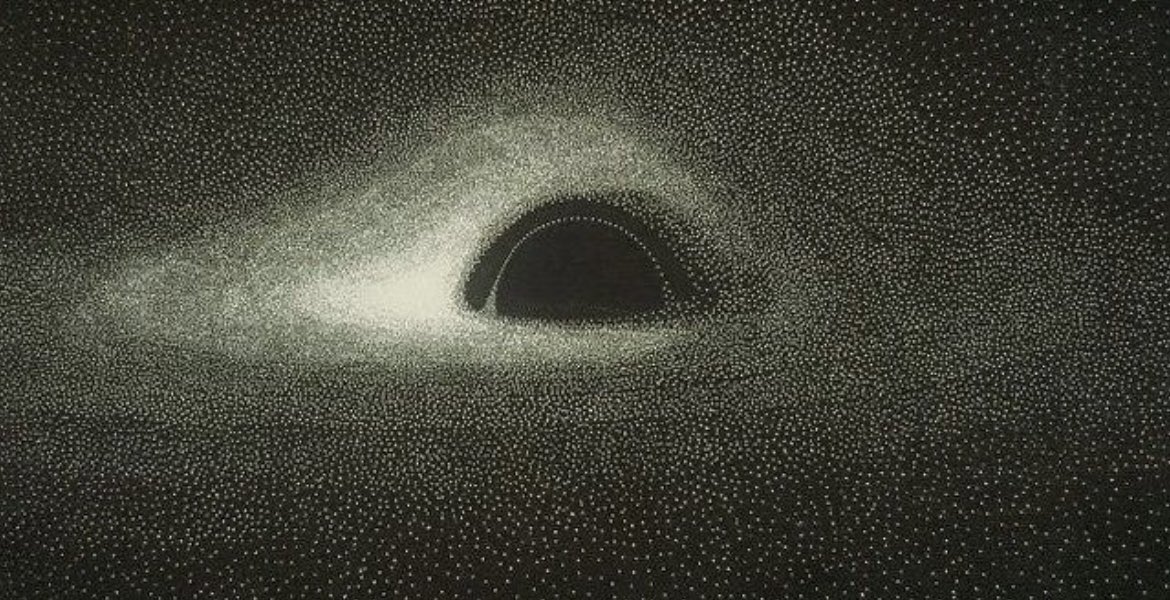 historyinmemes's tweet photo. The first simulated image of a black hole is a remarkable achievement in the field of astrophysics, and it represents a significant milestone in our understanding of these enigmatic cosmic objects. The image was calculated using an IBM 7040 computer, a cutting-edge technology at the time, and it was painstakingly plotted by hand by French astrophysicist Jean-Pierre Luminet in 1978.

The concept of a black hole had intrigued scientists for many years before the image was created. These incredibly dense regions of space, with gravitational forces so strong that nothing, not even light, can escape them, posed a profound challenge to researchers. One of the key questions was how to observe something that absorbs all the light falling into it, making it seemingly invisible.

Jean-Pierre Luminet sought to address this challenge by employing computational methods to simulate the behavior of light around a black hole. With access to an IBM 7040 computer, a machine known for its reliability and computational power during that era, Luminet embarked on his groundbreaking project. However, it was no easy task. The limitations of computing technology at the time meant that calculations had to be carried out using punch cards, a laborious process that required careful programming and meticulous attention to detail.

Luminet's simulation focused on the behavior of light in the vicinity of a black hole, taking into account the powerful gravitational field and the phenomenon of gravitational lensing, where light is bent and distorted by the immense gravity. The simulation produced a vast amount of data that had to be analyzed and translated into a visual representation of the black hole.

To create the image, Luminet painstakingly plotted the data by hand. This involved using mathematical equations to calculate the brightness and position of each point in the image. With each point carefully marked, the final result began to take shape. The image revealed a striking, asymmetric distortion of light, characteristic of a black hole's gravitational effects.

Luminet's simulated image of a black hole was a groundbreaking achievement that provided scientists with a visual representation of these mysterious objects for the first time. It allowed researchers to gain valuable insights into the behavior of light in extreme gravitational fields and paved the way for further advancements in the study of black holes.

Since Luminet's pioneering work, advancements in computing technology have revolutionized our ability to study black holes. The recent development of techniques like the Event Horizon Telescope has enabled us to capture actual images of black holes in unprecedented detail, further enhancing our understanding of these cosmic marvels. Nonetheless, Luminet's hand-plotted simulation remains a significant milestone in the history of astrophysics, showcasing the power of human ingenuity and perseverance in unraveling the mysteries of the universe.