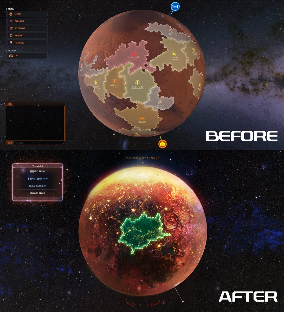 SpaceGears_game's tweet photo. Check out this upgraded rendering of #Mars! 🪐
Which do you prefer?
#spacegears #marstuesday
#mars #scifi #strategy #game #gaming #gamedev #art #arkwork #design #3d #3dart https://t.co/ysDTa74KWl