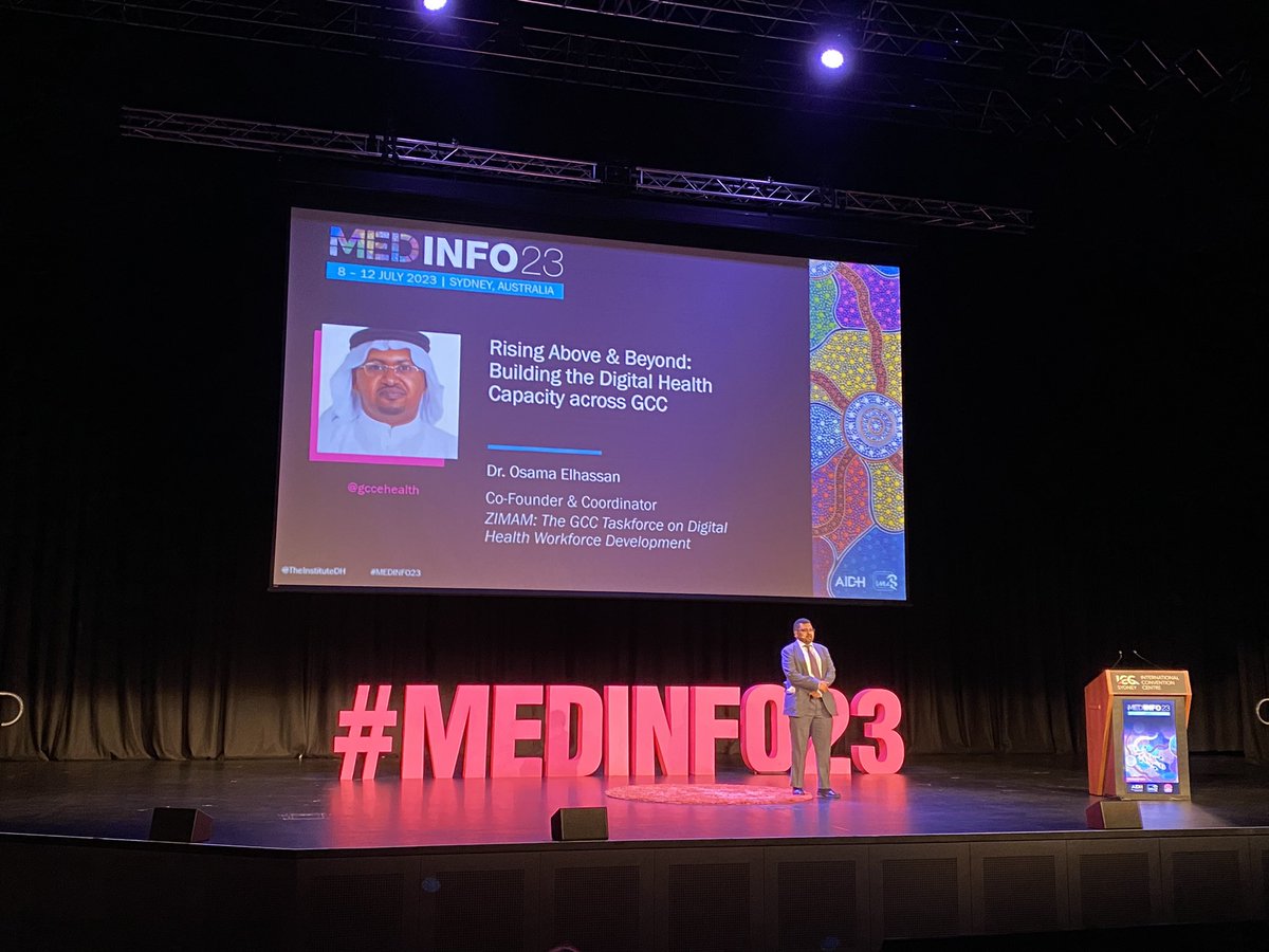 I had the privilege of attending an exceptional keynote by Dr. Osama Alhassan during #MEDINFO23 where he shed light on the groundbreaking #ZIMAM initiative for advancing digital health in the #UAE and #GCC region. Dr. Alhassan's expertise and passion were evident as he shared