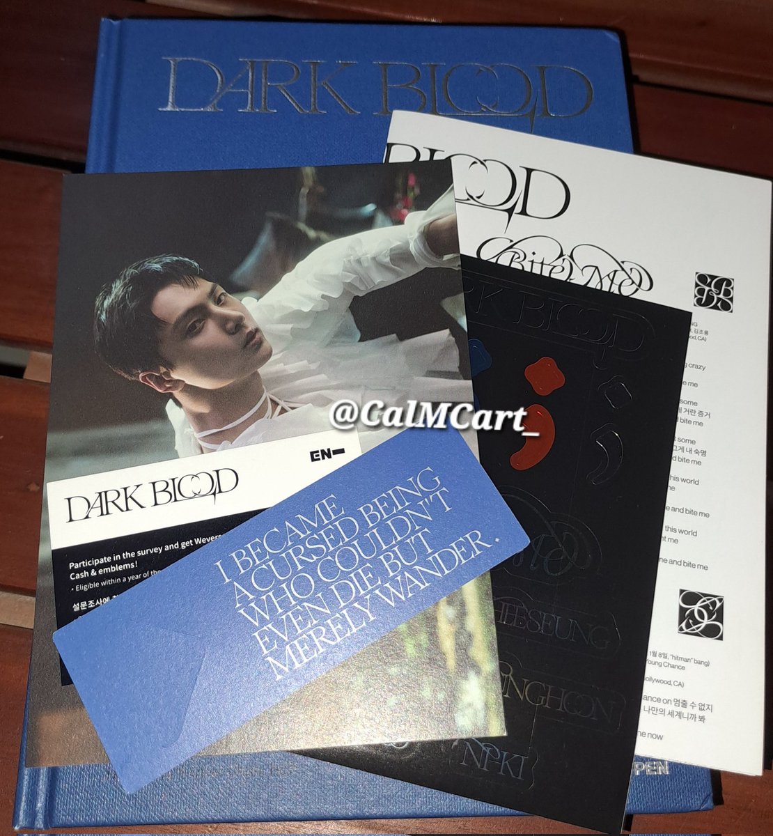 CalMCart_'s tweet photo. wts enhypen dark blood unsealed albums - complete inclus except no pcs. with unscanned qr.

available versions: 
- Half ver
- engene ver. sunoo and jungwon
x. sensi and impatient
○ 200 each- payo/ 1 week dop with nrdp 

🔖unsealed enhypen db albums half engene sunoo jungwon wts https://t.co/my0rBYZQ79